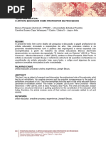 O Artista Educador Como Propositor de Processos