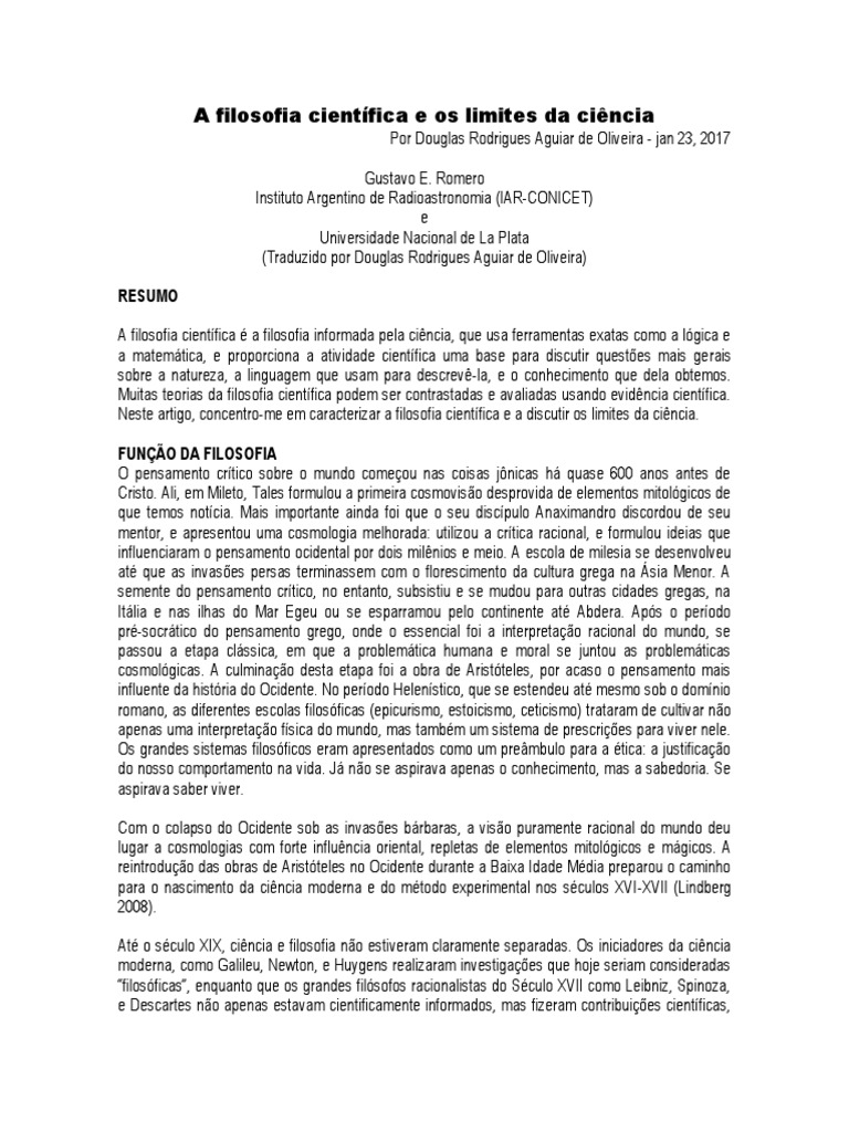 Limites da Ciência e Filosofia Científica | PDF | Science | Conhecimento
