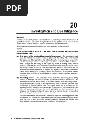 Auditing CA Final Investigation and Due Diligence