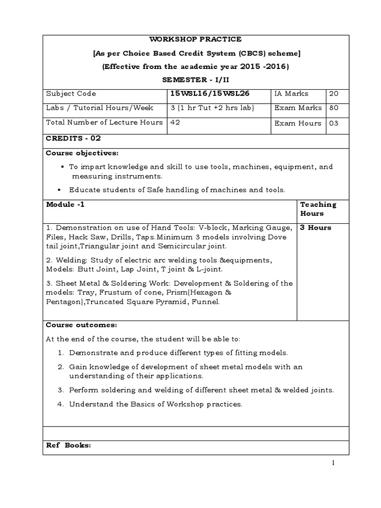 Workshop Practice for Engineering Students | PDF