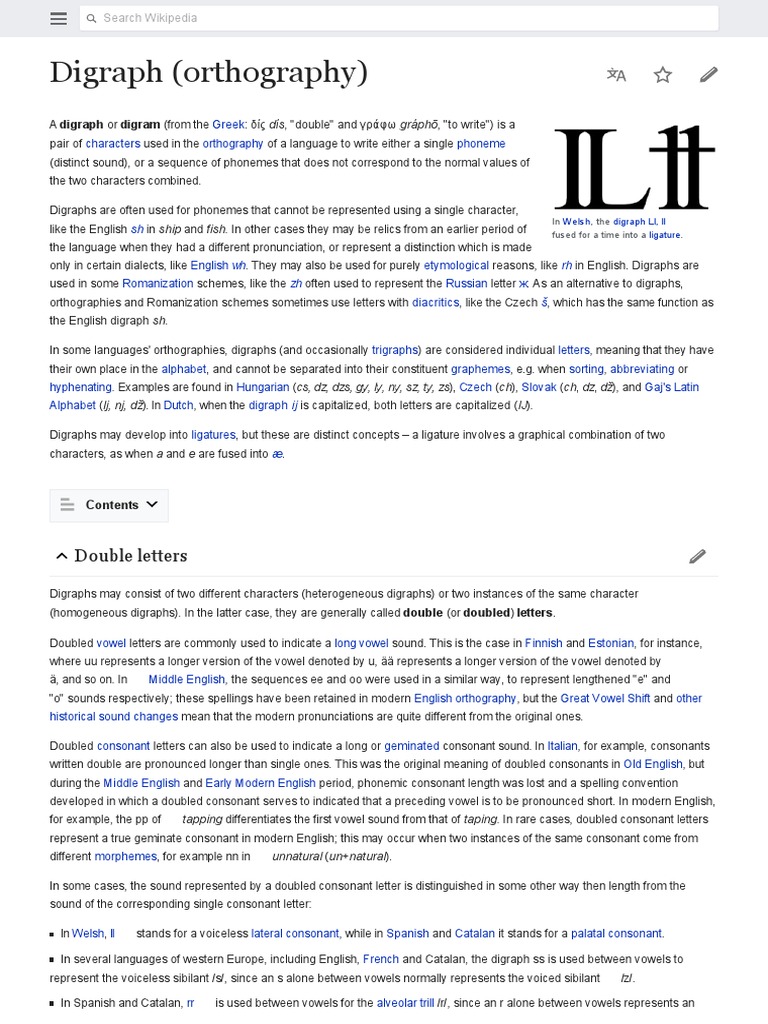 Digraph Orthography Writing