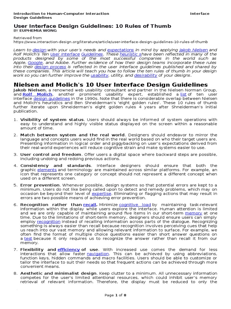 User Interface Design Guidelines - Nielsen & Molich | PDF | Adobe ...