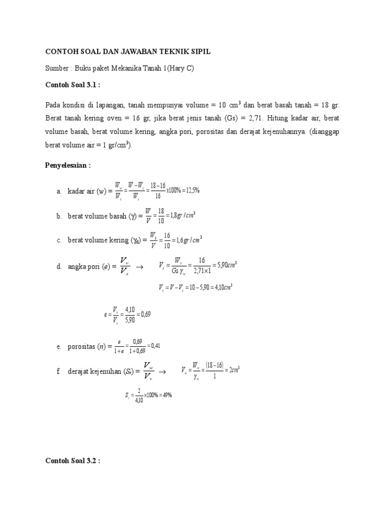 Contoh Soal Dan Jawaban Teknik Sipil