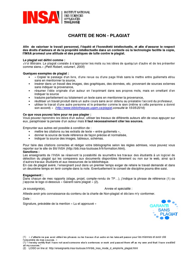 16 17 Charte Non Plagiat Fr En Droit Des Biens Principes Ethiques