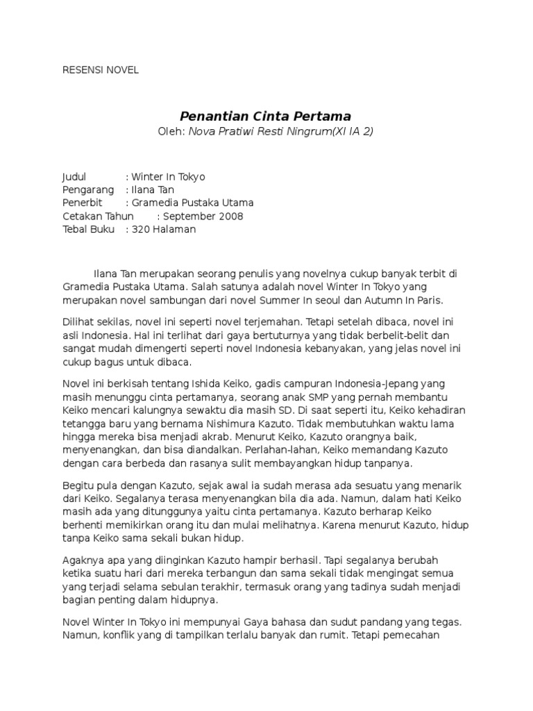 Resensi Novel Winter in Tokyo