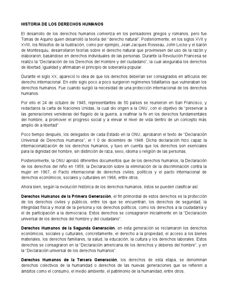 Orígenes y evolución de los derechos humanos | PDF | Derechos humanos ...
