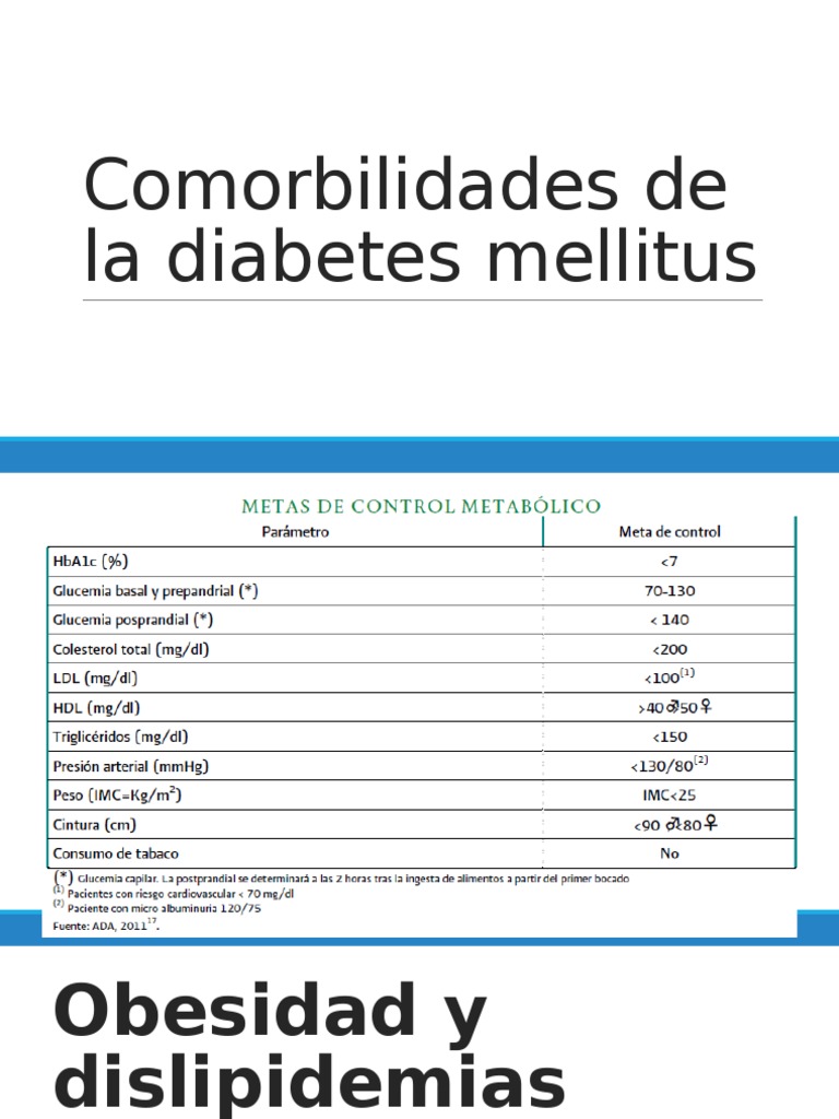 Comorbilidades de La Diabetes Mellitus | Diabetes mellitus | Obesidad