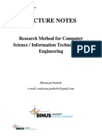 Lecture Notes: Research Method For Computer Science / Information Technology and Engineering