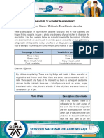 Learning Activity 1 / Actividad de Aprendizaje 1 Evidence: Describing My Kitchen / Evidencia: Describiendo Mi Cocina