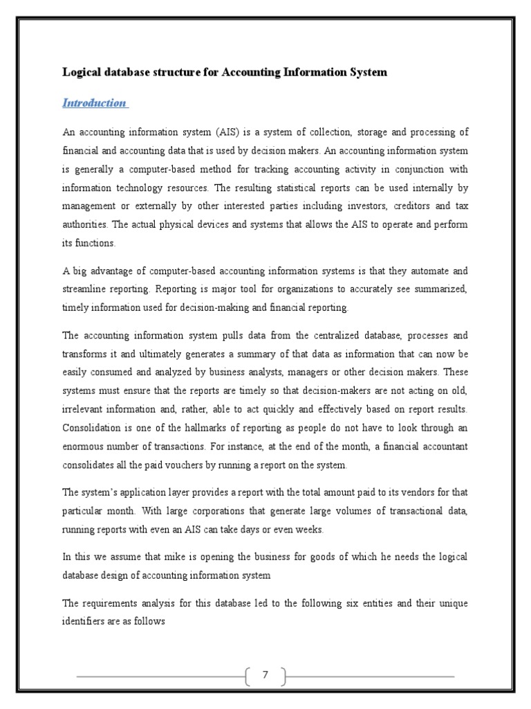 Accounting Information System Database Design | PDF