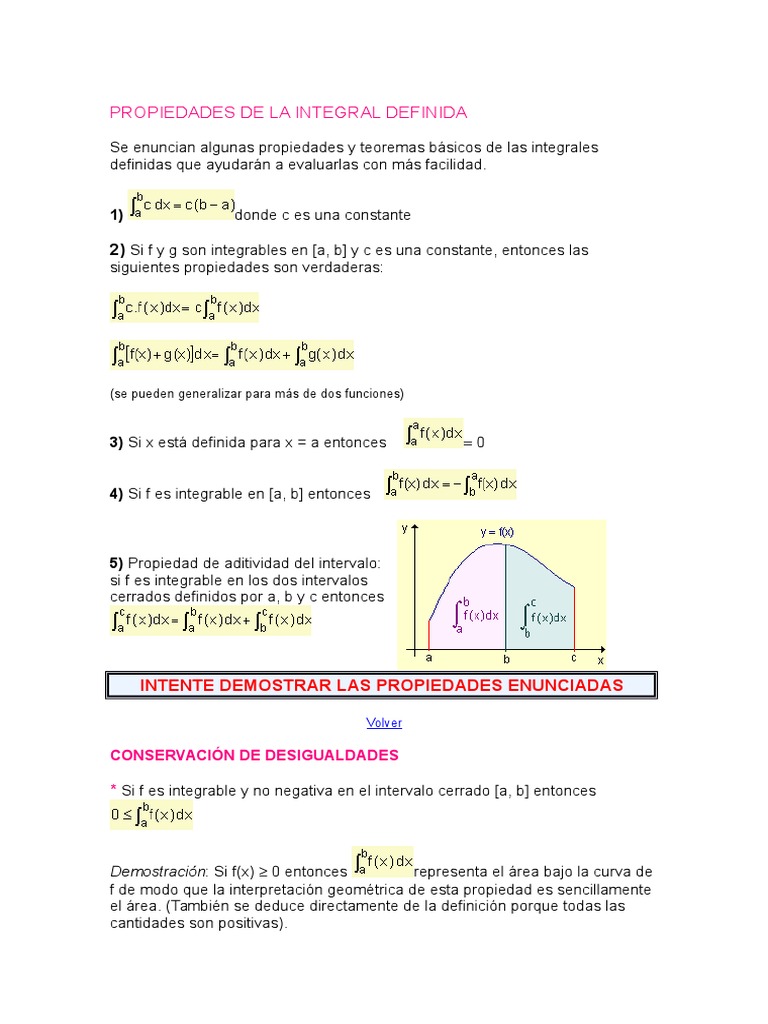 Propiedades de La Integral Definida | Integral | Línea (geometría)