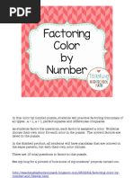 Algebra Factoring Color by Number