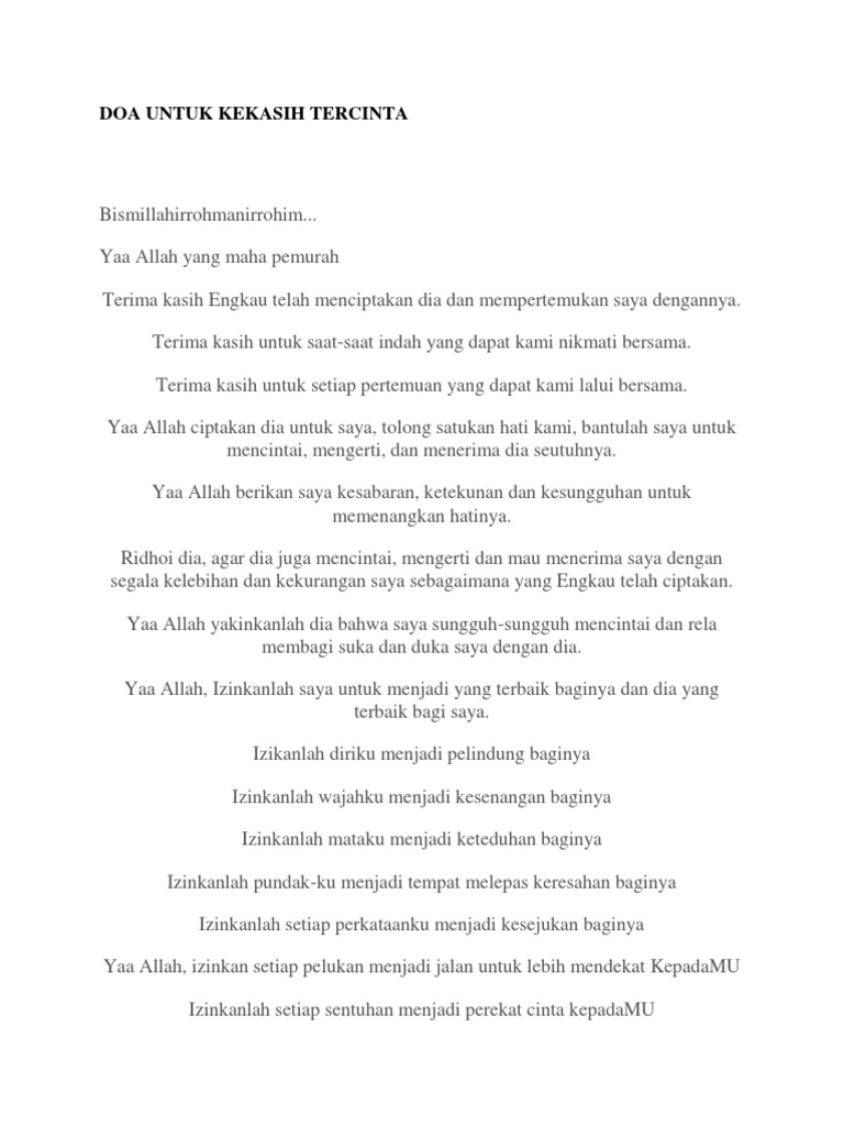 Doa Untuk Kekasih Tercinta Pdf