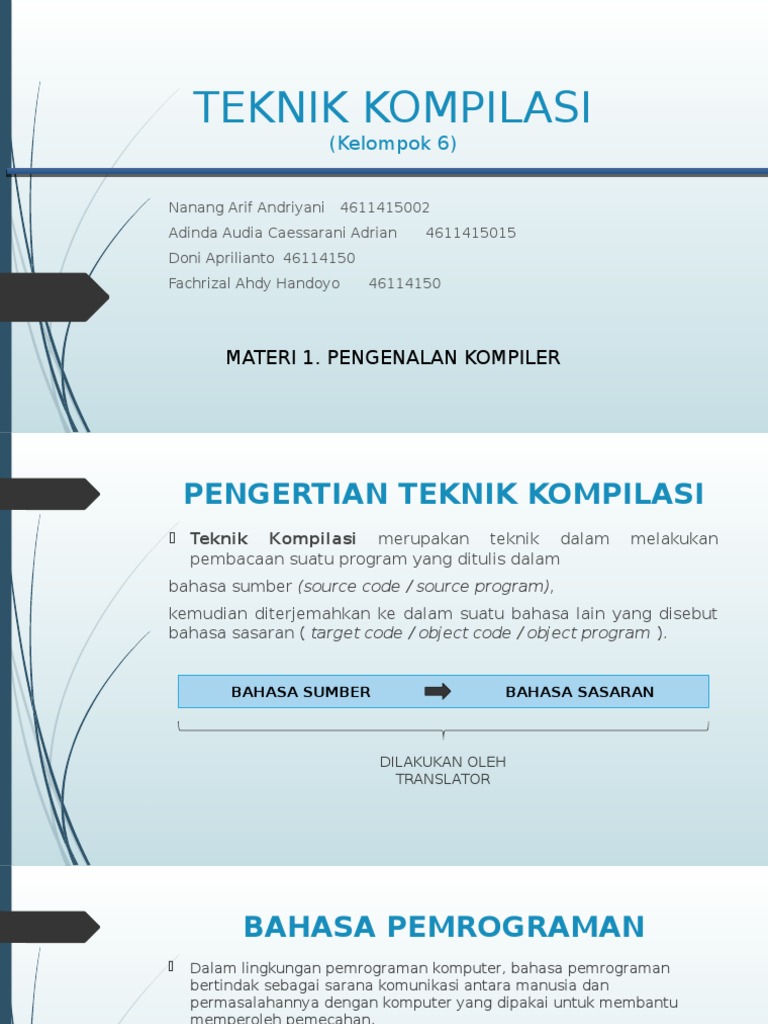 Teknik Kompilasi Materi 1.pengenalan Kompiler | PDF