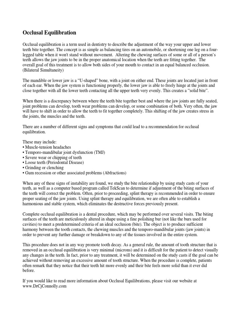 Occlusal Equilibration PDF PDF Mouth Clinical Medicine