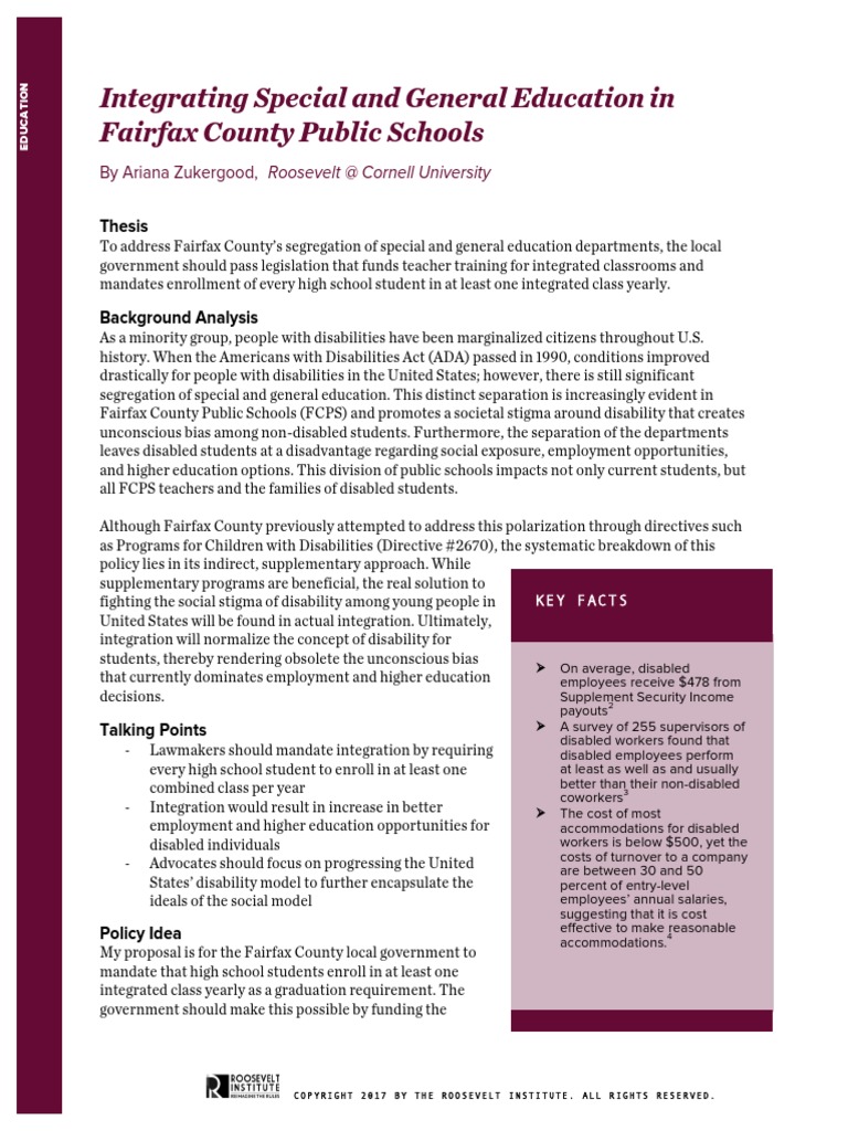 Integrating Special and General Education in Fairfax County Public
