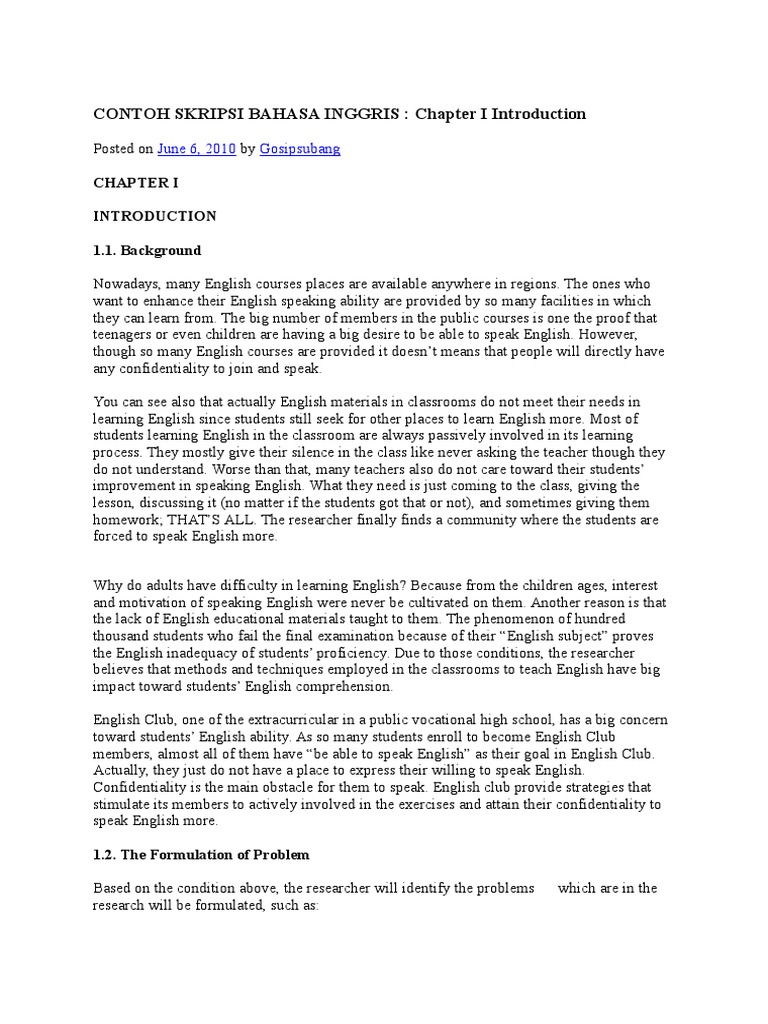 Contoh Skripsi Bahasa Inggris Questionnaire Psychology