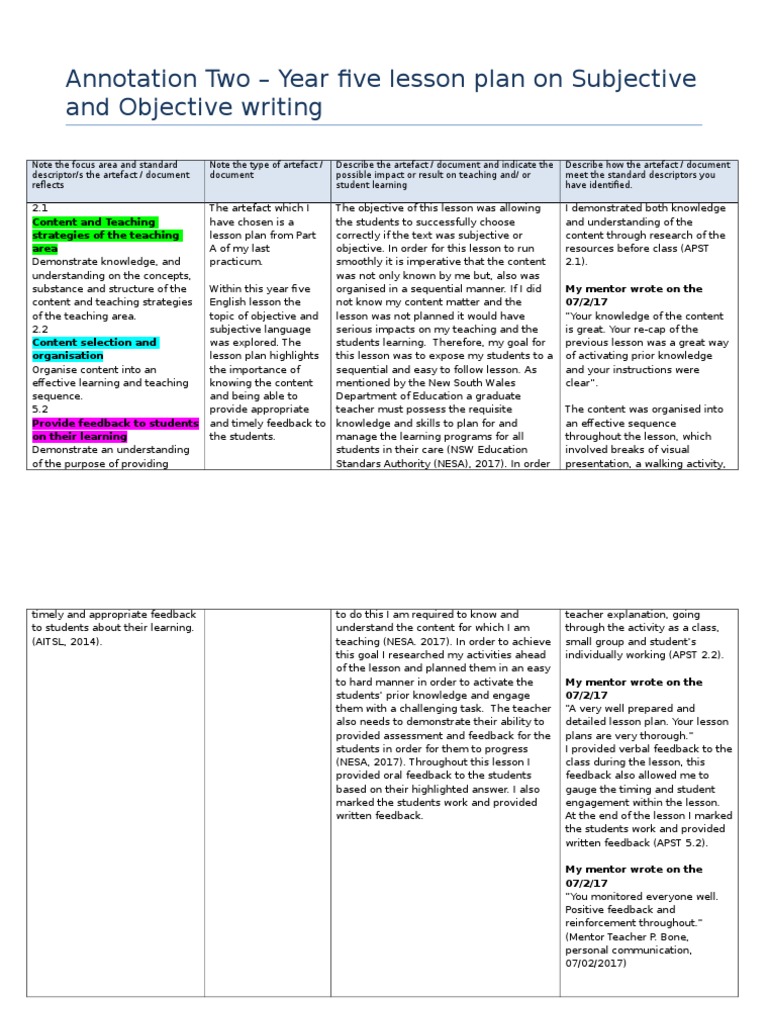 Annotation Two | PDF | Lesson Plan | Educational Assessment