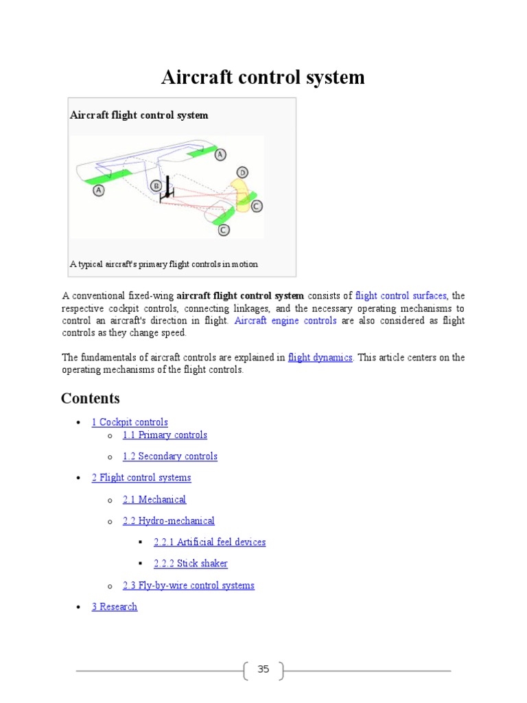 Aircraft Control System Aircraft Flight Control System Flight