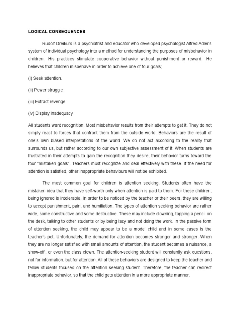 Understanding Child Misbehavior Goals | PDF | Classroom Management ...