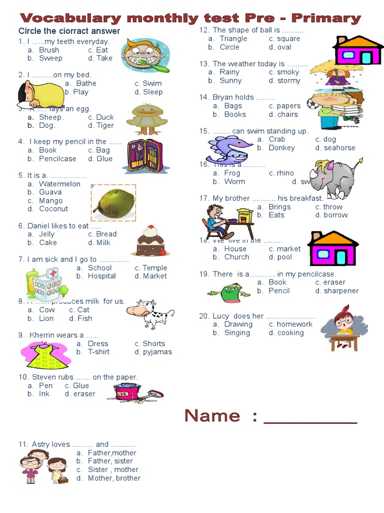 Beginner Vocabulary Quiz PDF | PDF | Food And Drink | Foods