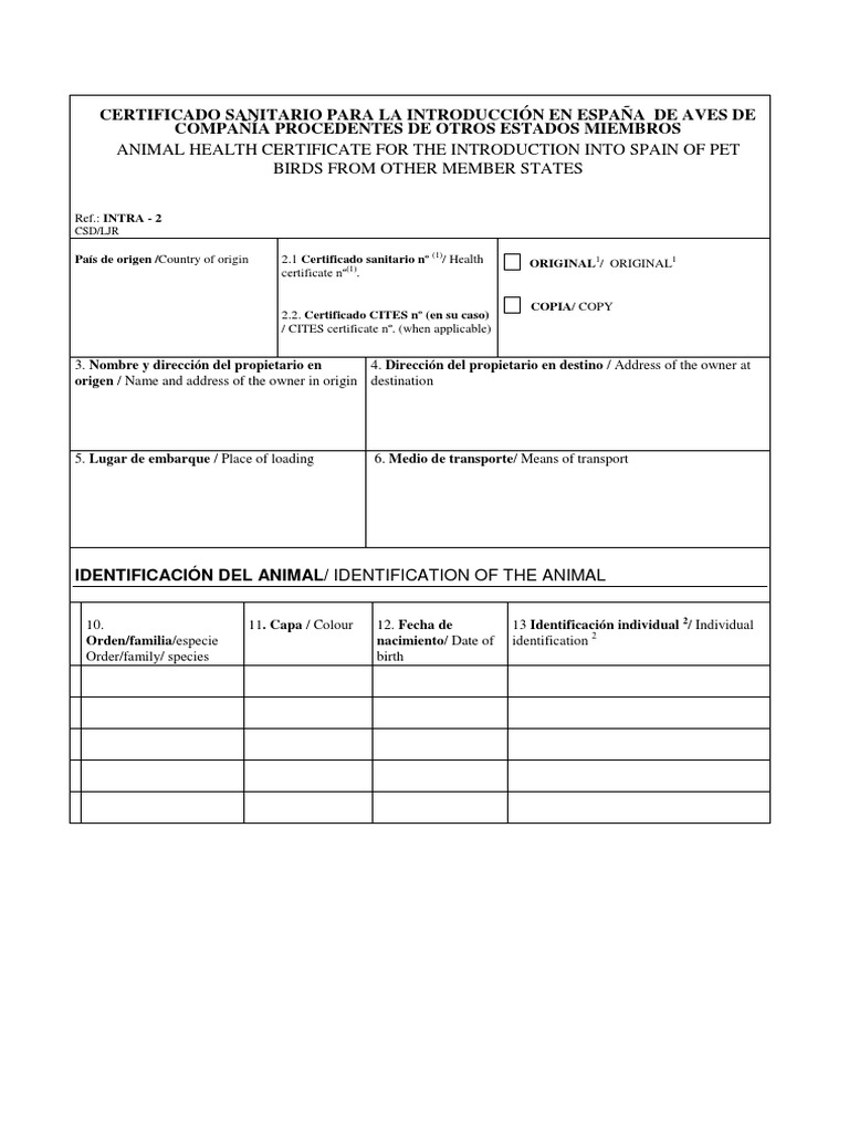 Animal Health Certificate PDF Medicina Veterinaria Ciencias de la