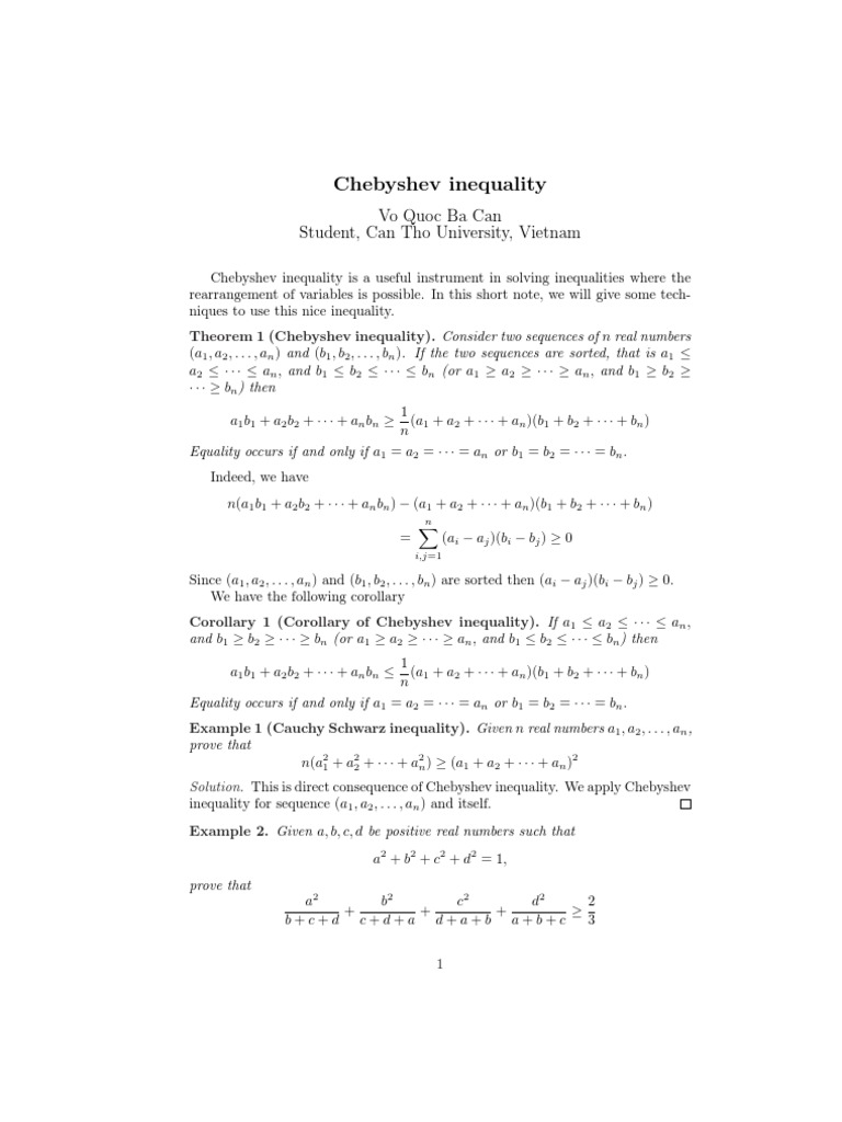 Chebyshev Inequality VoQuocBaCan | PDF | Mathematical Objects ...