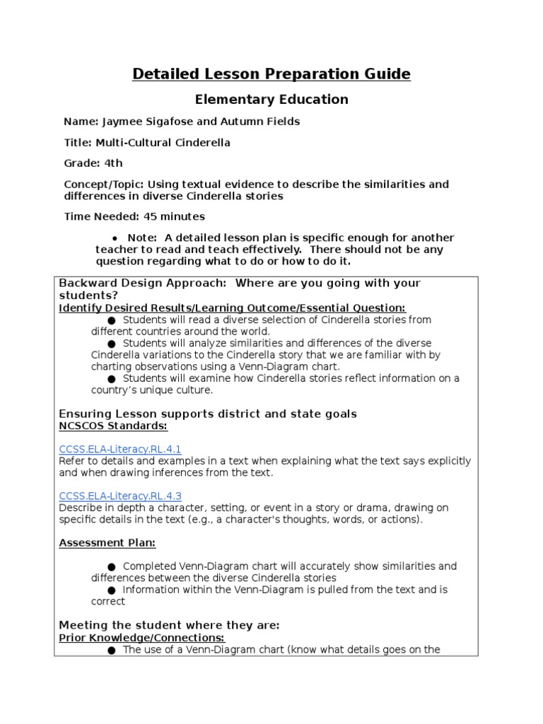Detailed Lesson Preparation Guide Elementary Education PDF