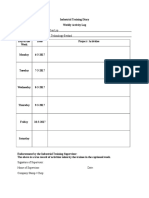 Industrial Training Diary Template