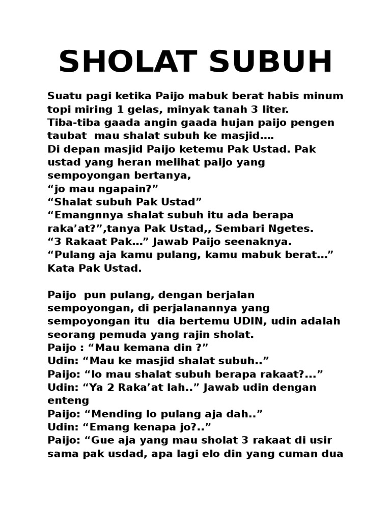Shalat Subuh Itu Berapa Rakaat