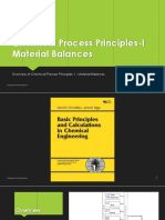 Overview of Chemical Process Principles-I - Material Balances