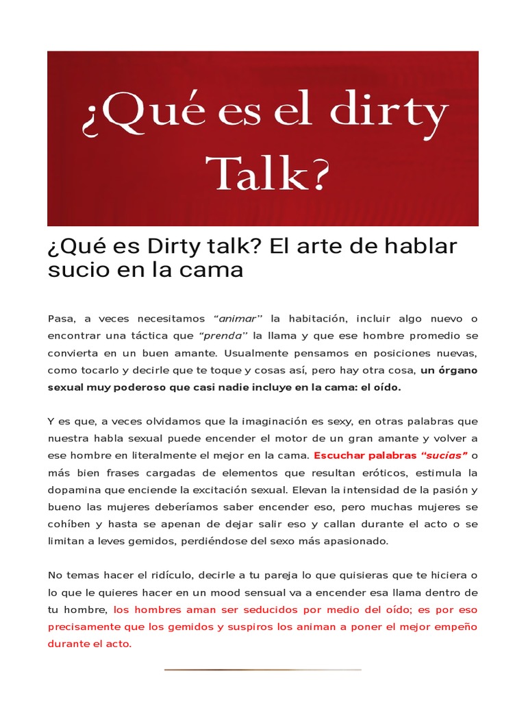 ¿Qué Es Dirty Talk - El Arte de Hablar Sucio en La Cama | PDF ...