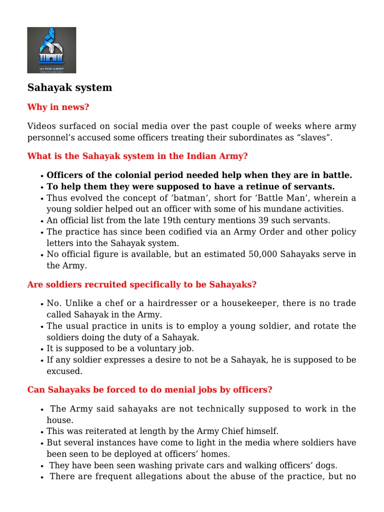 Sahayak System: Why in News? | PDF