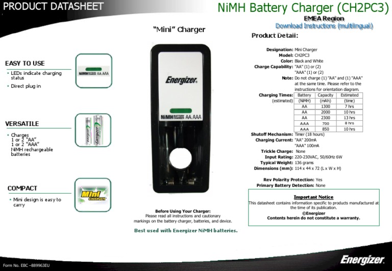 Introducir 57+ imagen energizer nimh battery charger manual Abzlocal.mx