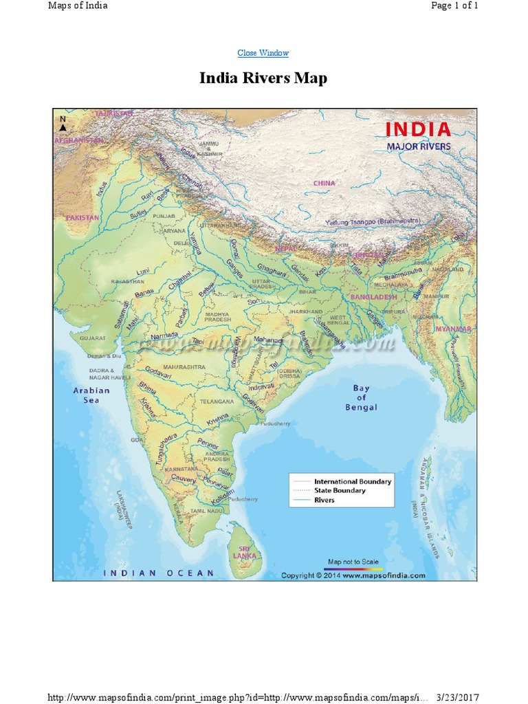 Major Rivers Of India Map PDF 1
