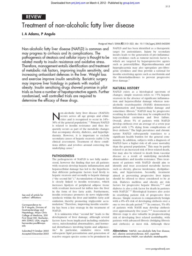 Treatment of Non-Alcoholic Fatty Liver Disease | PDF | Cirrhosis ...