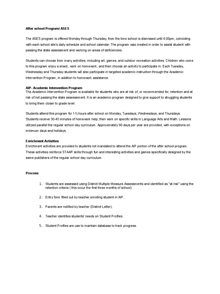 After School Program Pdf