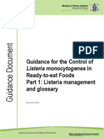 Guidance For The Control of Listeria Monocytogenes
