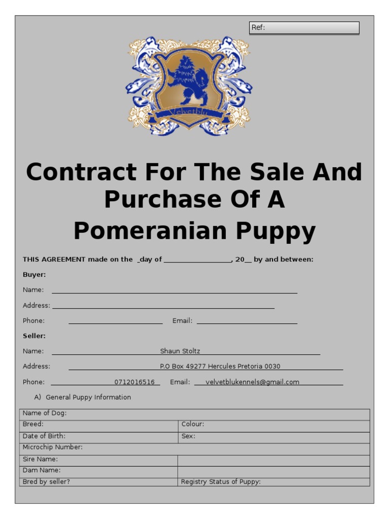 Puppy Contract Restrictions or None | PDF | Animal Welfare | Sales for Free Printable Puppy Sale Contract