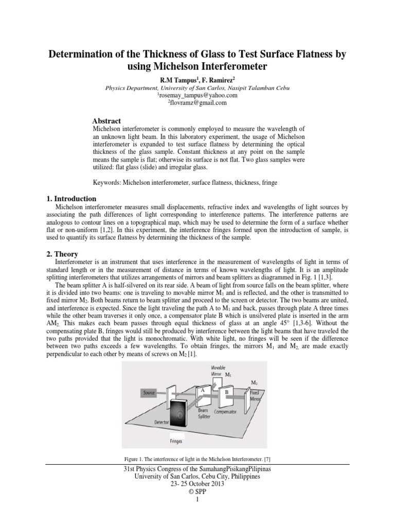 Determination of The Thickness of Glass To Test Surface Flatness by ...