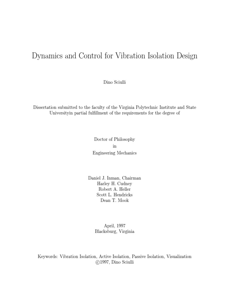 Vibration Isolation Design Dynamics | PDF | Control Theory | Physics