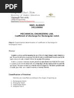 Wael Alanazi 341100890: Coefficient of Discharge For Rectangular Notch