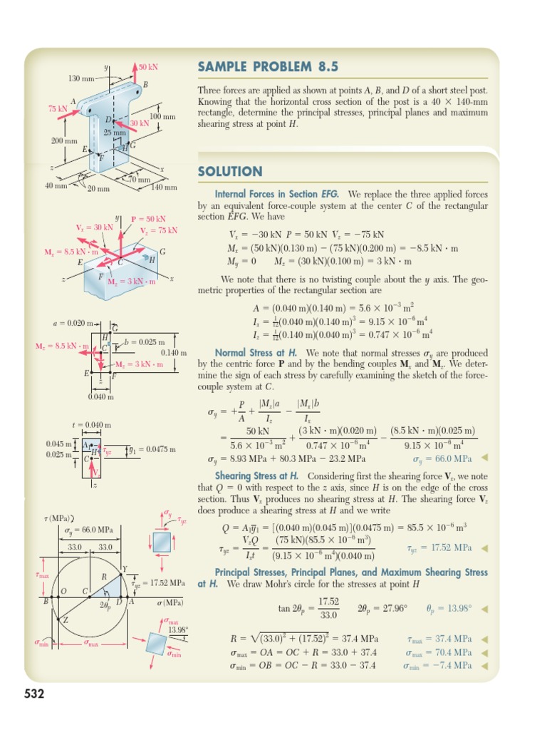 Problems For Stresses Under Combined Loads PDF | PDF | Stress ...