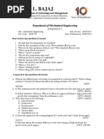 Department of Mechanical Engineering: Assignment-1