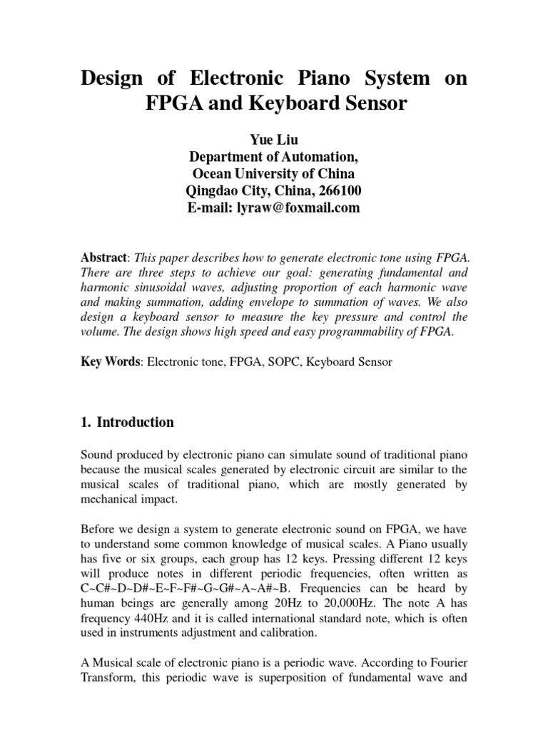 FPGA-Based Electronic Piano Design | PDF | Harmonic | Synthesizer