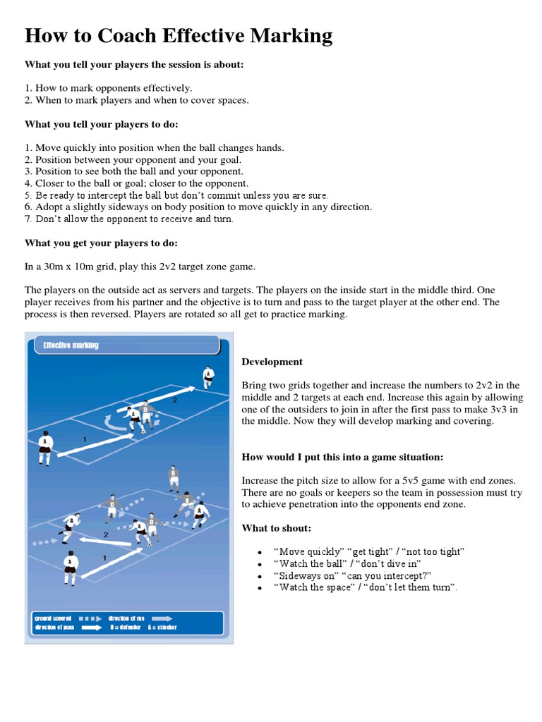Effective Marking Coaching Techniques | PDF | Ball Games | Sports