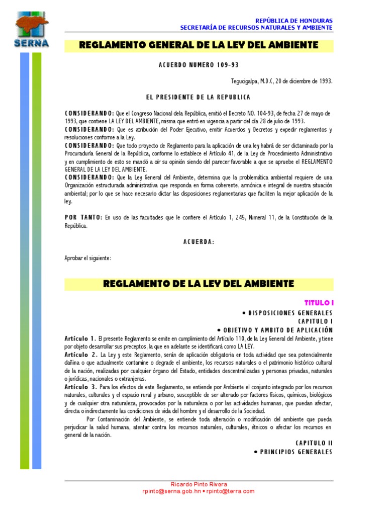 Reglamento Ley Del Ambiente Evaluación de