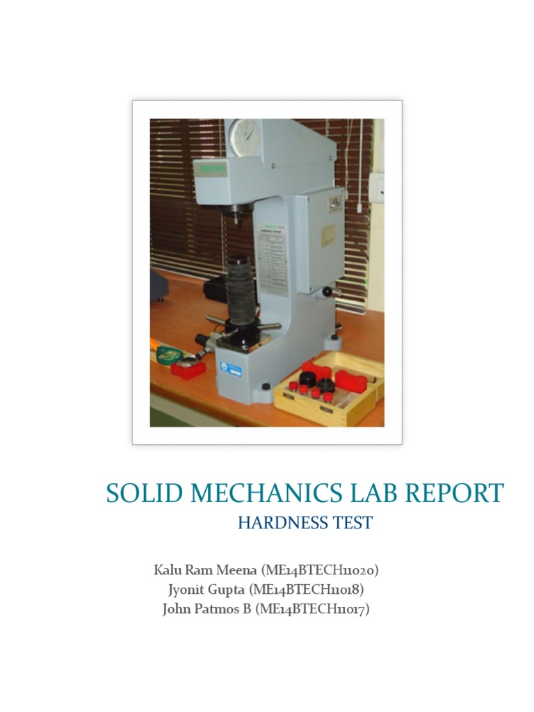Solid Mechanics Lab Report Hardness Test PDF Hardness Materials