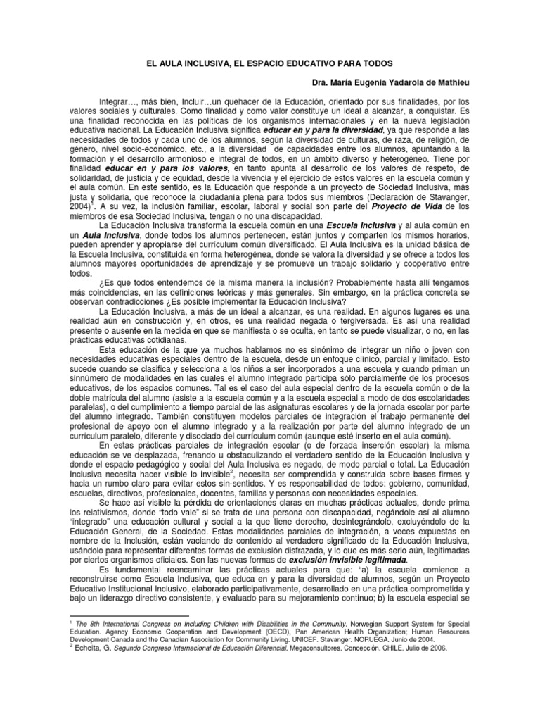 Aula Inclusiva: Educación para Todos | PDF | Plan de estudios | Salón ...