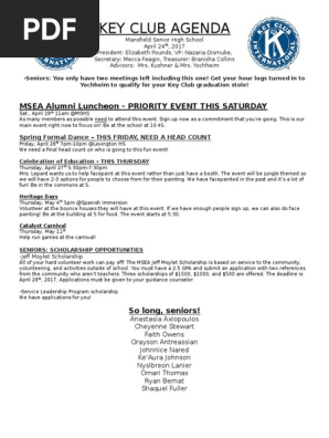 key club agenda